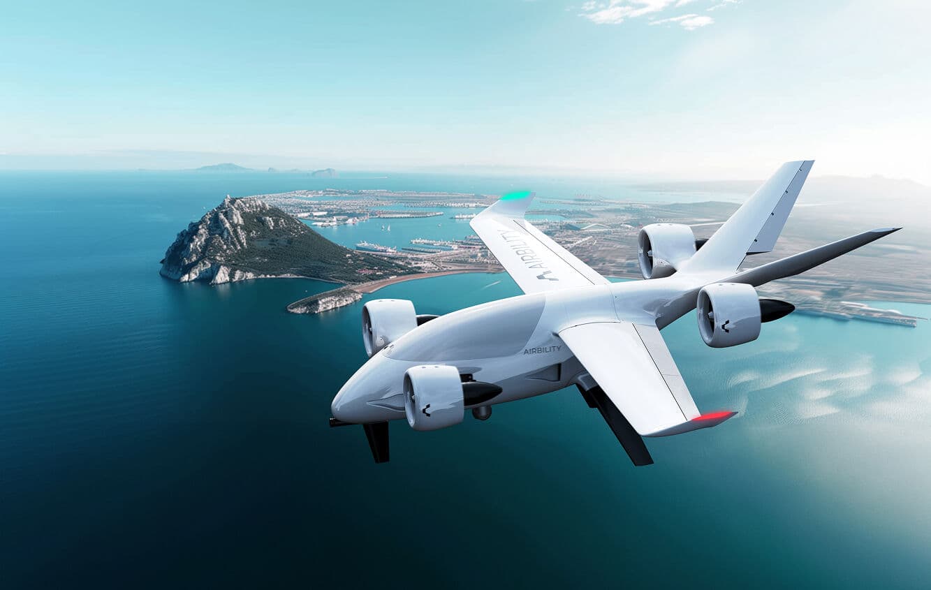 에어빌리티 — 회사 공식 도메인의 AIRBILITY eVTOL 기체 비행 렌더링(1333x845)으로, 로고가 아닌 실제 제품 비주얼이라 대드론 요격 체계 기사 서사와 직결됨